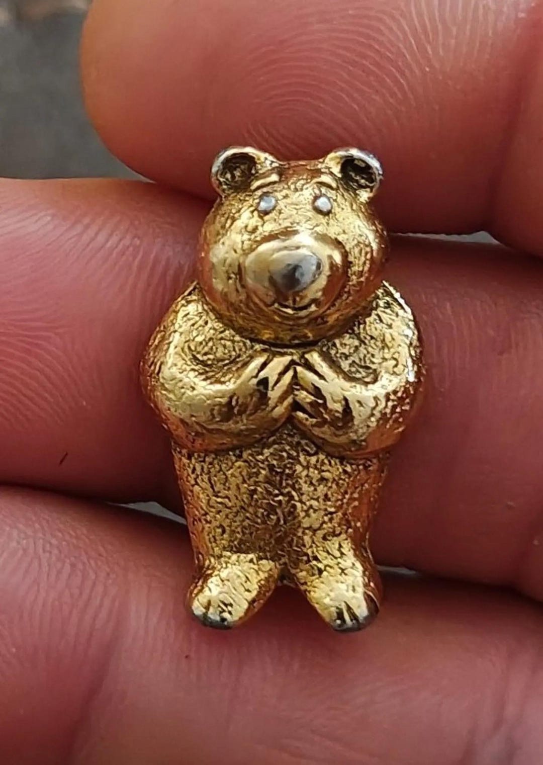 1980's Signed MJ Shiny Textured Teddy Bear Pin - Etsy