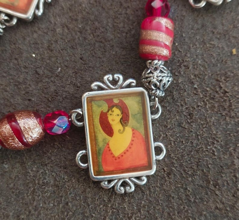 1990s Retired Brighton Silver Plate Portrait Link Bracelet (Peace & Joy Series) image 6