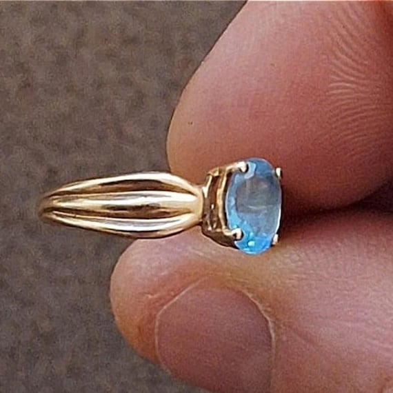 JCM 10k Solid Yellow Gold Ring With Aquamarine Ri… - image 3