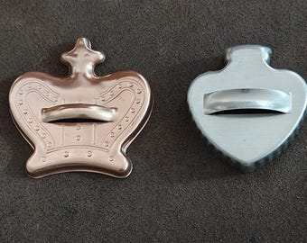 1960s Copper Tone Crown and  One Silver Tone Spade Cookie Cutters