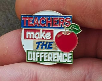 1980's Teachers Make The Difference Gold Tone Enamel Teacher Pin