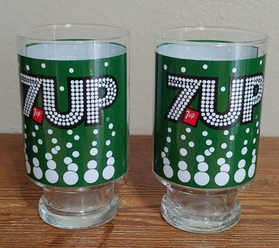 2 Rare 7UP Jumbo Glass Soft Drink Goblets Etsy