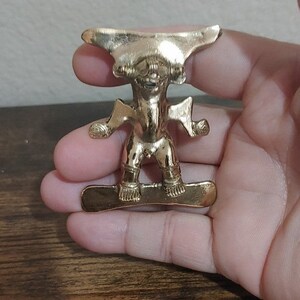 70s Vintage Tribal Figural Gold Tone Brooch/Pin