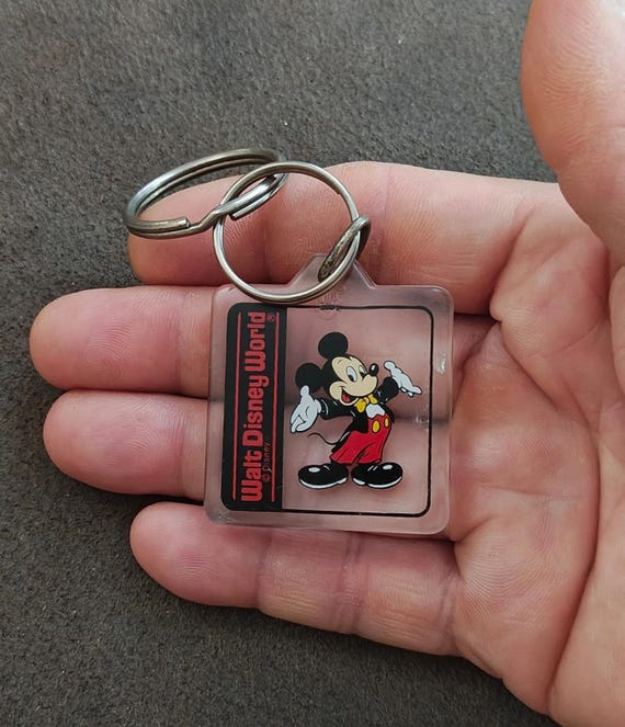 1990's Walt Disney World Mickey Mouse Square Plastic Keychain