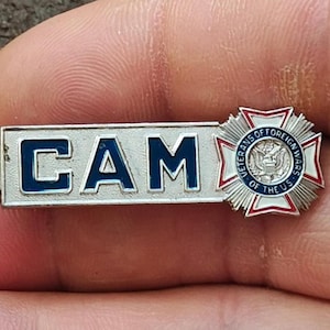 1960s Veterans of Foreign Wars (VFW) Silver Tone Tie Bar/Tie Clip afbeelding 1