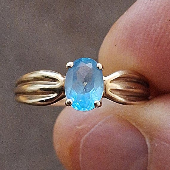 JCM 10k Solid Yellow Gold Ring With Aquamarine Ri… - image 10