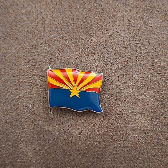 80s Arizona State Flag Gold Tone Enamel Pin - Gem