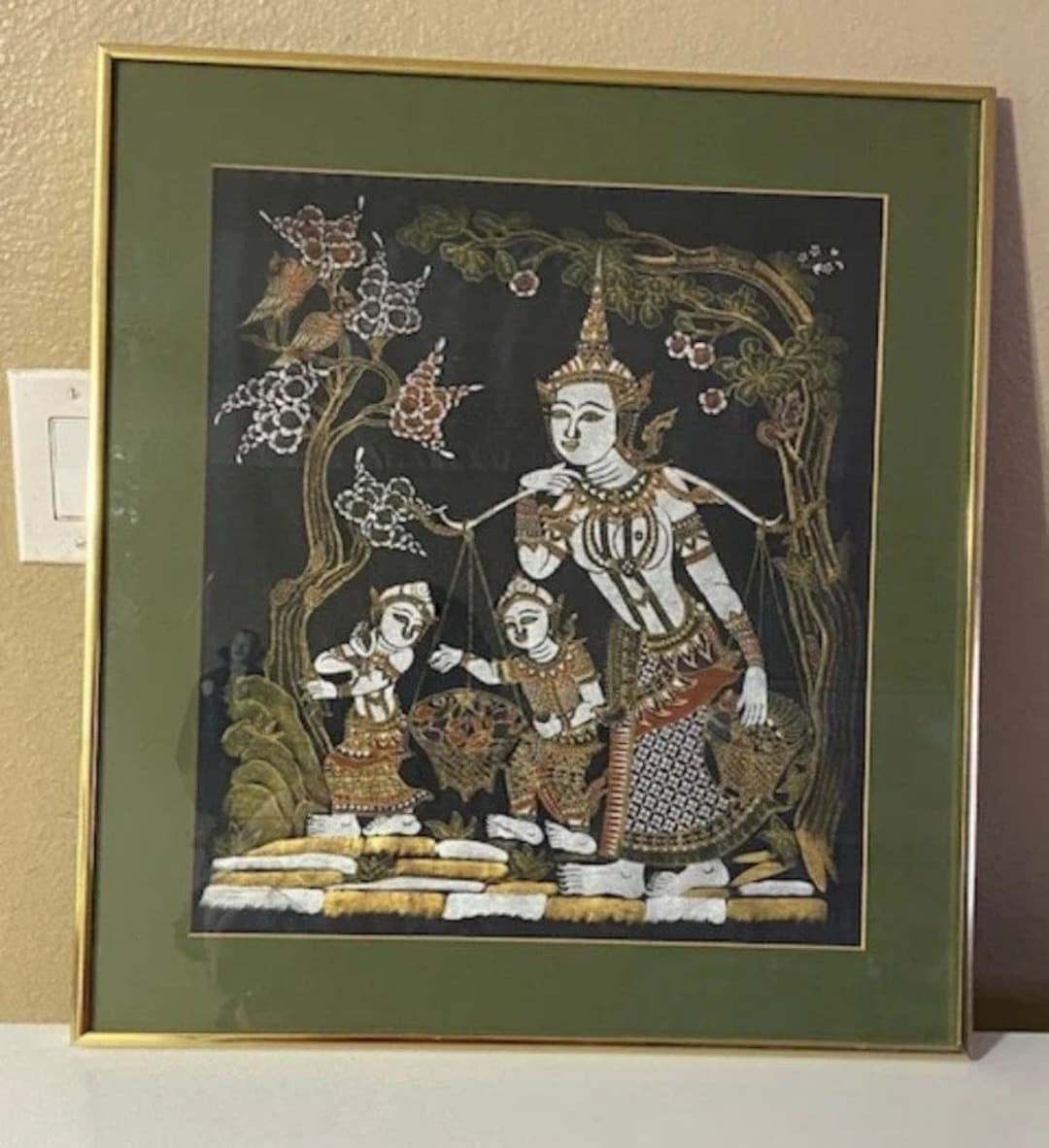 Traditional of Masterpiece Amazon.com: 墨彩画　額装込 泰様太陽BangkokSUN Thai Canvas Painting Style 絵画