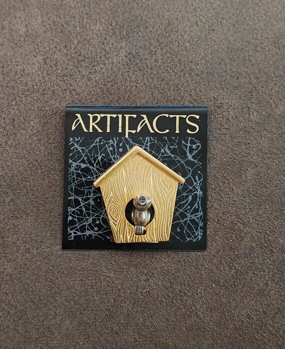 1980s Birdhouse Two Tone Brooch View 5