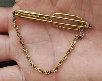 1930s Signed Swank Art Deco Style Gold Tone Tie Bar/Tie Clip