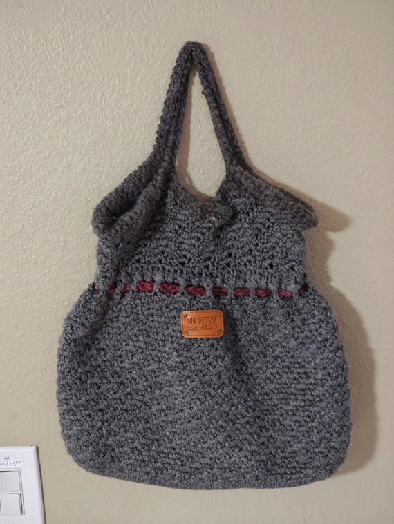Handmade Crocheted Grey Handbag/Bag