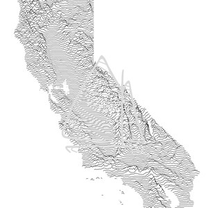 California Ridgeline Plot Digital Download | Topographic Contour Lines of California | SVG Digital Download