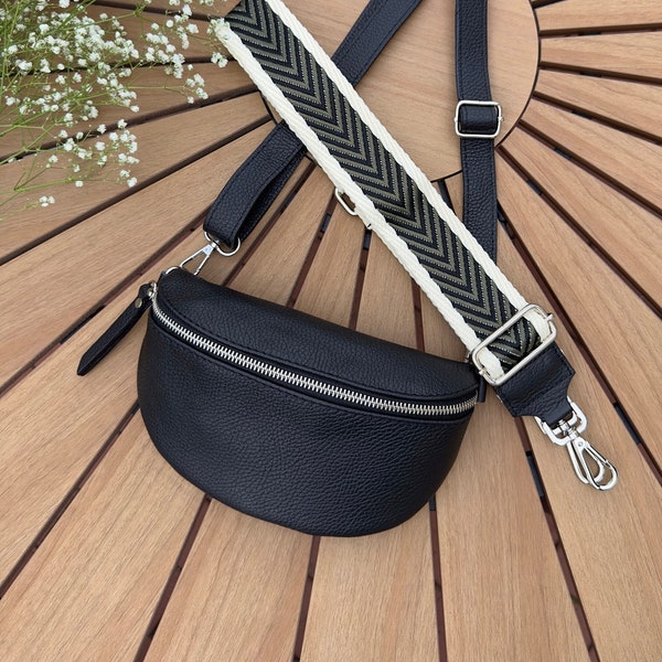 Bauchtasche mit Taschenriemen, Bauchtasche Leder Umhängetasche, Bauchtasche Damen schwarz Leder, Ein schönes Geschenk für Frauen