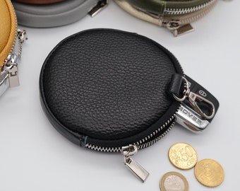 Leder Geldbörse , Münzgeldbeutel, Personalisierte Münzgeldbeutel, Geschenk für sie , Geschenk für Frauen ,Rundes Leder-Münzportemonnaie