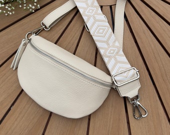 Leder Bauchtasche ,Bauchtasche mit breitem Gurt, Leder Bauchtasche , Bauchtasche Leder mit breitem Gurt, Bauchtasche Beige