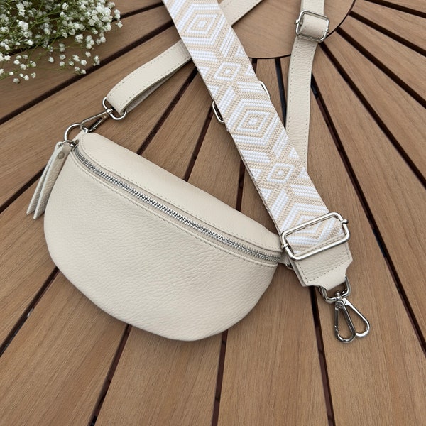 Leder Bauchtasche ,Bauchtasche mit breitem Gurt, Leder Bauchtasche , Bauchtasche Leder mit breitem Gurt, Bauchtasche Beige