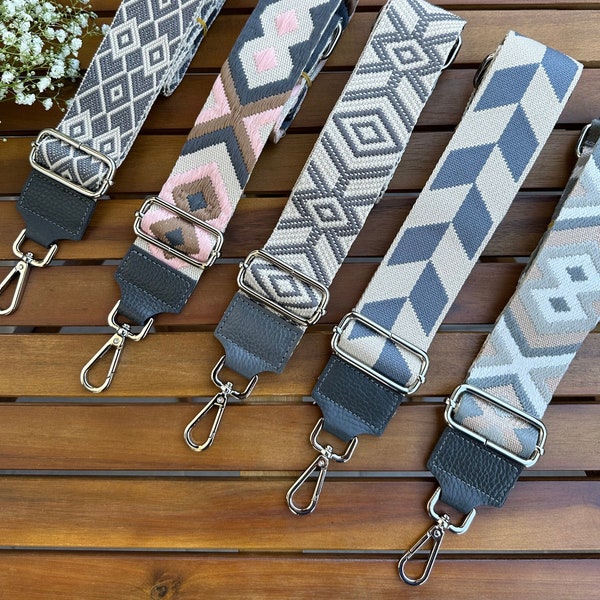 Bag strap gray, wide shoulder strap, adjustable shoulder strap, interchangeable strap for bum bags, replacement bag strap. Gray bag strap.