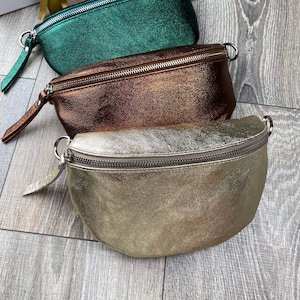 Bum Bag Leather Gold , Bum Bag Leather Silver