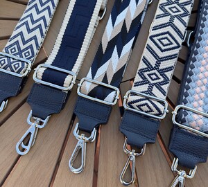 Bretelle De Sac Réglable Avec Mousqueton - Sangle Large 3,8cm - Longueur 80-130cm - Motif Coloré Argenté
