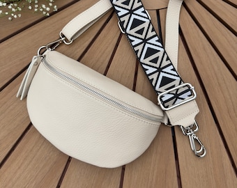 Leder Bauchtasche Personalisiert ,Bauchtasche mit breitem Gurt, Leder Bauchtasche , Bauchtasche Leder mit breitem Gurt, Beige  Bauchtasche