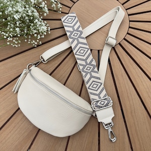 Damen Bauchtasche mit breitem Schultergurt ,Gürteltasche , Damen Schultertache, Damen Bauchtasche Leder, Bauchtasche Beige Bild 2