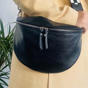 Bauchtasche Leder,  Bauchtasche Damen , Bauchtasche aus Nappaleder ,Gürteltasche , Bauchtasche Doppelter Reisverschluss mit Ledergurt
