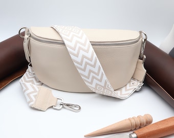 Damen Bauchtasche mit breitem Schultergurt ,Gürteltasche,Damen Schultertache, Damen Bauchtasche, Bauchtasche Beige , Geschenk zum Muttertag