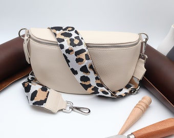 Damen Bauchtasche mit breitem Schultergurt ,Gürteltasche,Damen Schultertache, Damen Bauchtasche, Bauchtasche Beige , Geschenk zum Muttertag