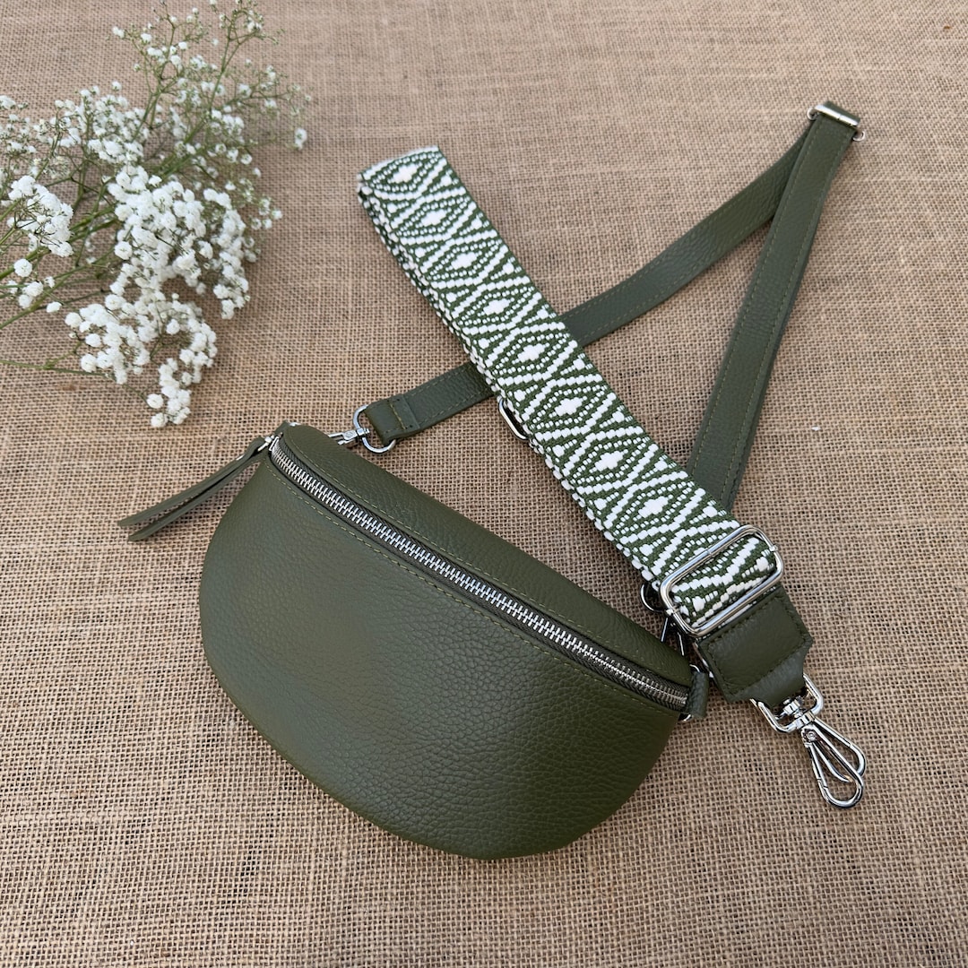 große Bauchtasche Umhängetasche Crossbody Ledertasche Leder sand LE3088 main image 1