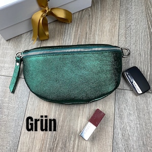 Bum Bag Leather Gold , Bum Bag Leather Silver Green