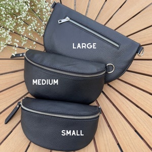 Women's bum bag with wide shoulder strap, belt bag, women's shoulder bag, women's bum bag leather, bum bag beige image 9