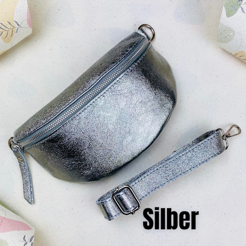 Sac banane cuir doré, sac banane cuir argent Silver