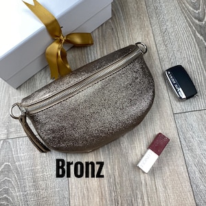 Sac banane cuir doré, sac banane cuir argent Bronz