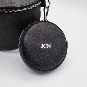 Porte-monnaie personnalisé, Cadeau pour elle, Cadeau pour les femmes, Portefeuille de pièces de monnaie en cuir rond, Pochette de pièces de monnaie Monogram, Porte-monnaie,