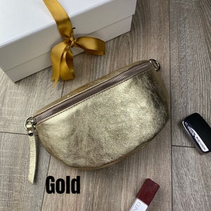 Bum Bag Leather Gold , Bum Bag Leather Silver Gold