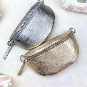 Women's bum bag, gold leather bum bag, silver leather bum bag, belt bag, women's leather shoulder bag