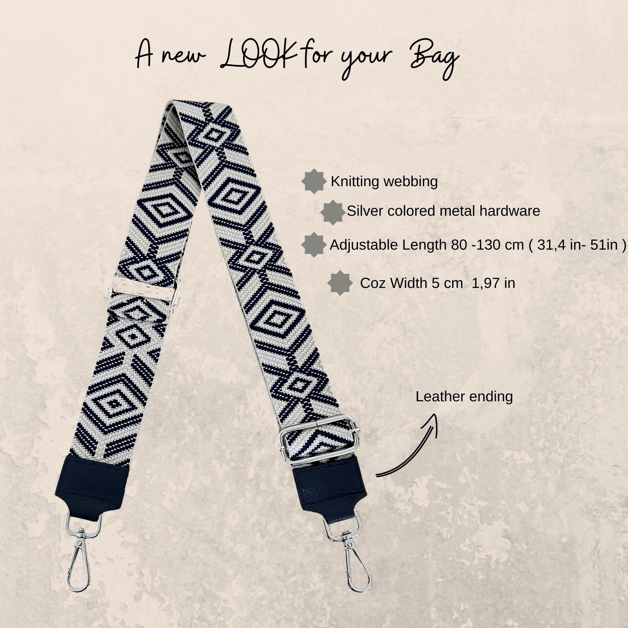 Bandoulière Réglable Pour Sac à Main Femme | Largeur 3.8 Cm, Longueur 145 Cm | Nylon Et Coton | Fermoirs Dorés - 11