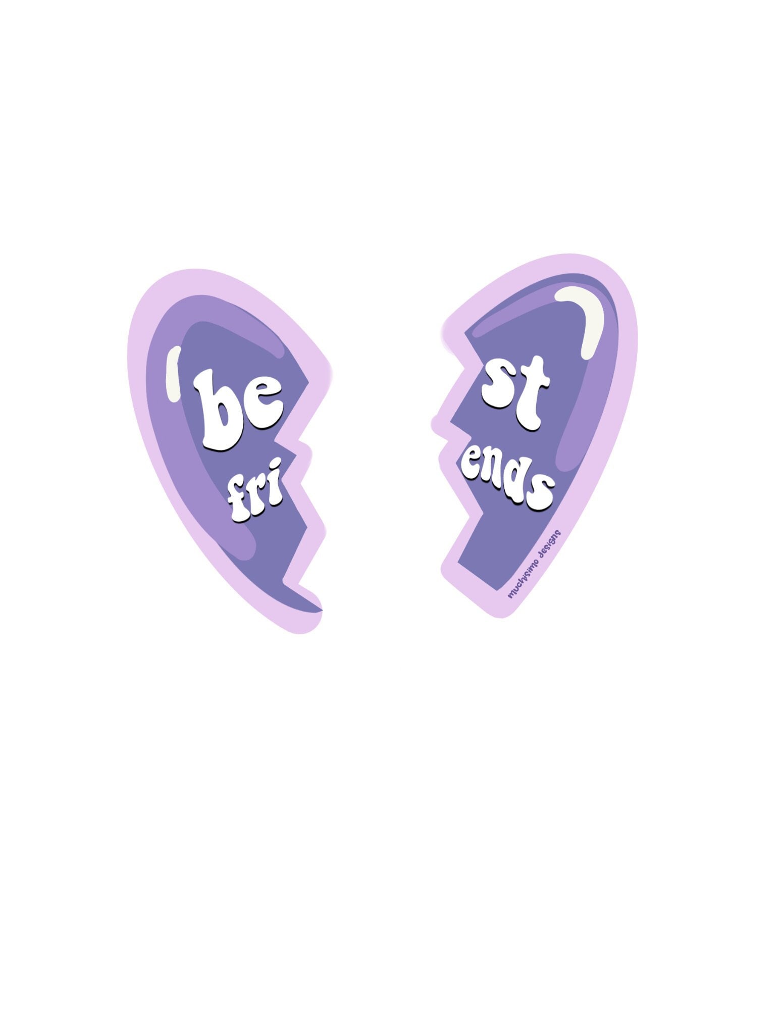 Best Friends Half Heart Sticker Two in One Sticker Water Resistant Scratch Proof Laminated Sticker for You and Your BFF Etsy