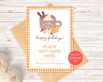 Thanksgiving Printable Gift Card Holder |  Teacher Gift card | Happy Fall | Neighbor, Staff, Client Thanksgiving Gift Instant Download