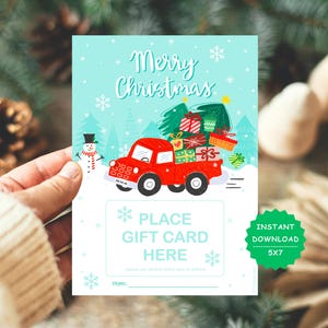 Holiday Gift Card Holder, Printable Merry Christmas Gift Card Holder, Teacher Gifts, Xmas Gifts Neighbors, Christmas Gift, Instant Download