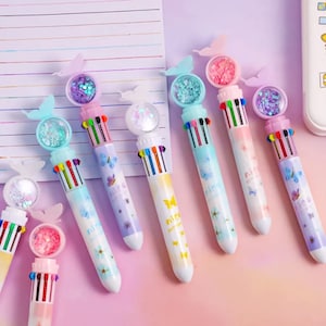 3 X Mariposa 10 Bolígrafo de color / Regalo para niños / Bolígrafos Kawaii / Rellenos de medias lindos / Papelería linda / Papelería novedosa / Pluma brillante