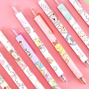 Set di 6 penne carine, cancelleria kawaii, set di penne gel clicker carine, penne kawaii