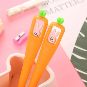 1 Pen Carrot| Black Ink 0.5mm, Cute Pen, Christmas Stocking Filler, Cute Stationery,  Novelty Gift, Cute Office School Supplies, Bunny