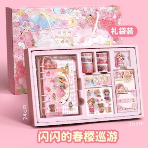 112 Teile Journal Zubehör Kit, Kawaii Aufkleber, Geschenke für Mädchen, Handwerk Box für Kinder, Kawaii Sammelalbum, nettes Geschenk für Kinder, Kawaii Notizbuch