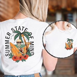 Summer State Of Mind Shirt, Halloween Beach Shirt, Spooky Surf Shirt, Skeleton Surfing Shirt, Fall Beach Vibes Shirt, Haunted Summer Shirt