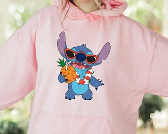 Cartoon Stitch Hoodie, Tropical Alien Sweatshirt