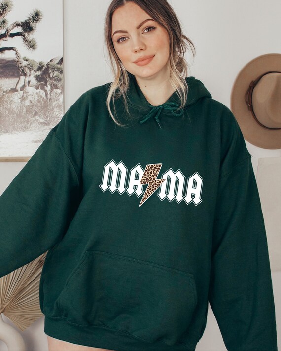 Mama Lightning Bolt Sweatshirt Leopard Mama Hoodie ACDC Mama