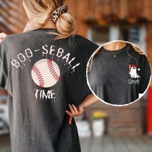 Comfort Colors Custom Halloween Baseball Shirt: Spooky Ghost Coach Tee, Booseball Time