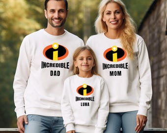 Sudadera familiar increíble, suéter personalizado de superhéroes de Disney a juego, sudadera con capucha con diseño divertido de vacaciones familiares, sudadera para padres estilo Disney