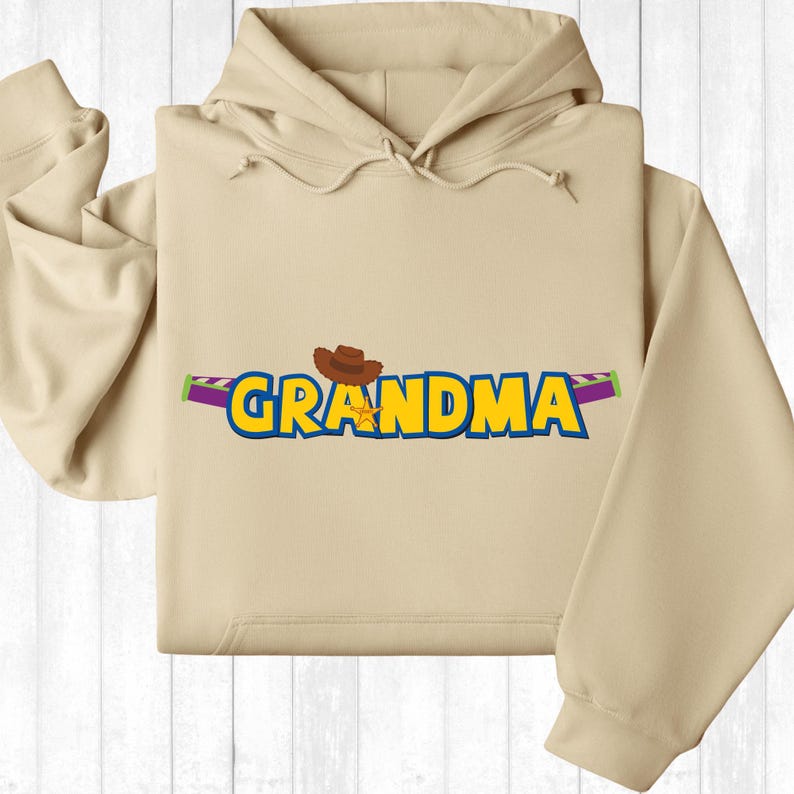a sweatshirt with the word grandma printed on it